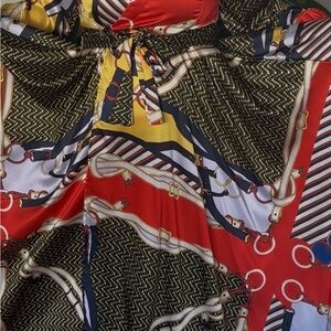 Elegant Long Sleeve Chain Print Dress